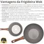 Imagem de Frigideira Wok Funda 28cm Antiaderente Cerâmica Fundo Indução Premium