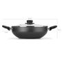 Imagem de Frigideira Wok Tampa de Vidro 28cm Panela Com Alças Gourmet 4,3L Multiflon Preta