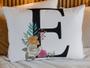 Imagem de Fronha Capa de Travesseiro Iniciais Alfabeto Flores Black A a Z