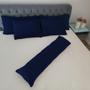 Imagem de Fronha para Travesseiro de Corpo 40x130cm Plush Microfibra Fleece Azul Marinho Arrumadinho Enxovais