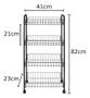 Imagem de Fruteira 4 Andares Com Rodinha Multiuso Preta Em Aço Mor