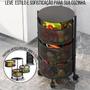 Imagem de Fruteira carrinho Com rodinhas Suporte Móvel 3 Andares - Multiuso organizador Preto
