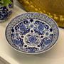 Imagem de Fruteira Centro De Mesa Saladeira Porcelana Azul Branca 26X9