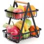 Imagem de Fruteira de mesa cesto organizador de frutas verduras legumes 2 andares com alça para cozinha salas dispensas