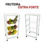 Imagem de Fruteira Extra Forte Reforçada Suporte de Cozinha Para Frutas e Bebedouro Com 3 Cestos Pés Emborrachados