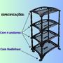 Imagem de Fruteira Organizador De Chão Cozinha 4 Andares Com Rodinha Vertical Quadruplo