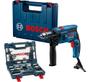 Imagem de Furadeira Parafusadeira Impacto Bosch Gsb 13 Re 750w Com Kit V Line 91 Peças 110v