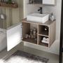 Imagem de Gabinete armario banheiro virtus 60cm + cuba soprepor + espelheira madeirado/branco