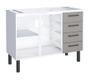 Imagem de Gabinete / Balcão JU de Cozinha para Pia de 1.20m em Aço 2 Portas + 4 Gavetas Cor Cinza/Branco