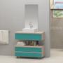 Imagem de Gabinete banheiro creta 60cm com cuba sobrepor e espelho madeirado/acquamarine