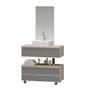 Imagem de Gabinete banheiro creta 60cm com cuba sobrepor e espelho madeirado/cinza