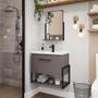 Imagem de Gabinete com Pia para Banheiro 1 Porta Basculante e Espelheira 60 cm com Espelheira Ipanema Titanio - MGM