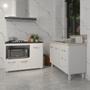Imagem de Gabinete Cozinha Armário Balcão de Pia 120 cm Aline e Balcão para Fogão Cooktop 4 Bocas e Forno Alana Branco