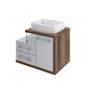 Gabinete de Banheiro com Cuba Aria 41 Wood 1 PT 2 GV Branco e Nogal - Compace Imagem de Gabinete de Banheiro com Cuba Aria 41 Wood 1 PT 2 GV Branco e Nogal