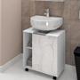 Imagem de Gabinete de Coluna Para Banheiro 01 Porta com Rodízios Pequin B02 Branco Carrara - Lyam Decor