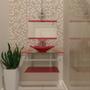 Imagem de Gabinete de vidro 60cm ac com cuba quadrada - vermelho ferrari