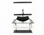 Imagem de Gabinete de vidro 60cm iq inox com cuba retangular chanfrada - preto