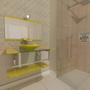 Imagem de Gabinete de vidro 80cm iq inox com cuba quadrada - amarelo