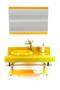 Imagem de Gabinete de vidro 90cm full curvado duplo inox com torneira cascata amarelo
