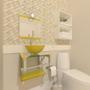 Imagem de Gabinete De Vidro Para Banheiro 40Cm Inox Amarelo + Torneira