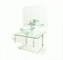 Imagem de Gabinete de vidro para banheiro 70cm it inox com cuba redonda - incolor
