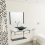Imagem de Gabinete de Vidro para Banheiro com Cuba Quadrada + Espelho + Torneira Link Inclusa em Várias Cores
