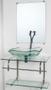 Imagem de Gabinete de vidro para banheiro inox 60cm cuba abaulada incolor