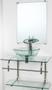 Imagem de Gabinete de vidro para banheiro inox 60cm cuba redonda incolor