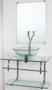 Imagem de Gabinete de vidro para banheiro inox 60cm cuba redonda incolor