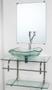 Imagem de Gabinete de vidro para banheiro inox 70cm cuba abaulada incolor
