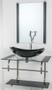 Imagem de Gabinete de vidro para banheiro inox 70cm cuba oval chanfrada preto