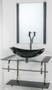 Imagem de Gabinete de vidro para banheiro inox 70cm cuba oval chanfrada preto