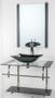 Imagem de Gabinete de vidro para banheiro inox 70cm cuba quadrada preto