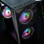 Imagem de Gabinete Gamer Alligator Shop YACARE RGB MID Tower Lateral em Vidro com 3 Fans Preto ALSGB-YCR-RGB