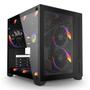 Imagem de Gabinete Gamer Forcefield Vulcan Pcyes Black Mid-Tower com Design Elegante, Vidro Temperado, Compatibilidade com Water Coolers e Ventilação Otimizada para Setups Avançados
