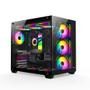 Imagem de Gabinete Gamer Hyrax HGB740, Mid Tower, ATX, Frontal e Lateral em Vidro Temperado, Sem FANs, Preto - HGB740B