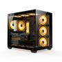 Imagem de Gabinete Gamer Hyrax HGB740, Mid Tower, ATX, Frontal e Lateral em Vidro Temperado, Sem FANs, Preto - HGB740B