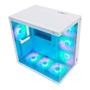 Imagem de Gabinete gamer ryvel ymir white ry-gb-yr-wt lateral e frontal de vidro acompanha 9 fans argb eatx