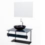 Imagem de Gabinete p/ Banheiro Marmorizado Preto Fosco Completo - Modelo Carrara 60cm