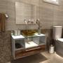 Imagem de Gabinete para Banheiro 1 Gaveta com Espelho e Cuba Taiyo Premium Gabinetes Branco/Nogal