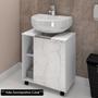 Imagem de Gabinete Para Banheiro 55cm 1 Porta Com Rodízios Pequin Branco/Carrara - Bechara