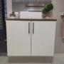 Imagem de Gabinete para Banheiro com Cuba 80cm Mdf Nogal com Branco Paris - On Móveis