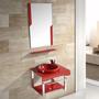 Imagem de Gabinete para Banheiro com Espelheira Bora Bora Pettra Vermelho