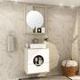 Imagem de Gabinete para Banheiro com Espelheira com LED e Cuba Florença Móveis Bosi Taeda/Branco