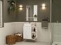 Imagem de Gabinete para banheiro com Espelheira e Cuba Báltico 60cm Branco/Faia/Cristal Móveis Bosi
