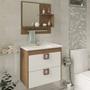 Imagem de Gabinete Para Banheiro Lírio 59 Cm Com  Espelho De Banheiro MGM Móveis Amendoa/Branco
