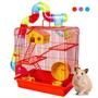 Imagem de Gaiola Para Hamster 3 Andares Tubo Super Luxo Cor Vermelha Jel Plast Pet Roe