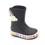 Imagem de Galocha Bota Infantil Plugt Feminino Menina Nuvem Arco Iris Glitter Preto Impermeável P/ Chuva