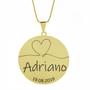 Imagem de Gargantilha Pingente Redondo Personalizado Coração Nome Adriano Banhado Ouro 18K - 999007150