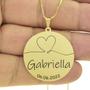 Imagem de Gargantilha Pingente Redondo Personalizado Coração Nome Gabriella Banhado Ouro 18K - 999007329